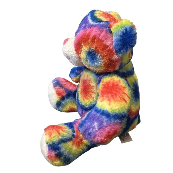 Peace Pals Tie-Dye Plush Bean Filled Teddy Bear Stuffed Animal 2012 8" Sitting - Picture 2 of 4